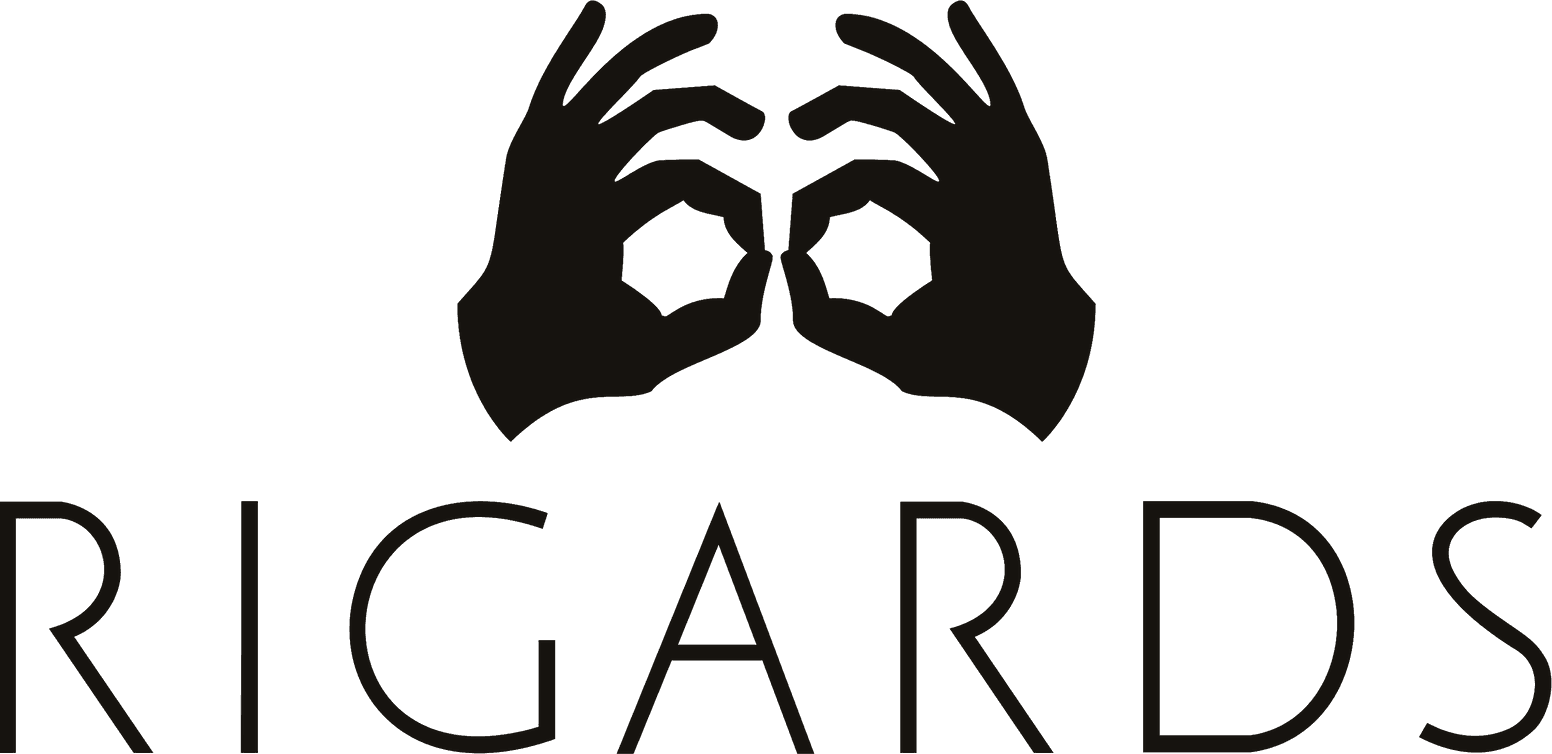 Rigards logo - two hands shaped into binoculars